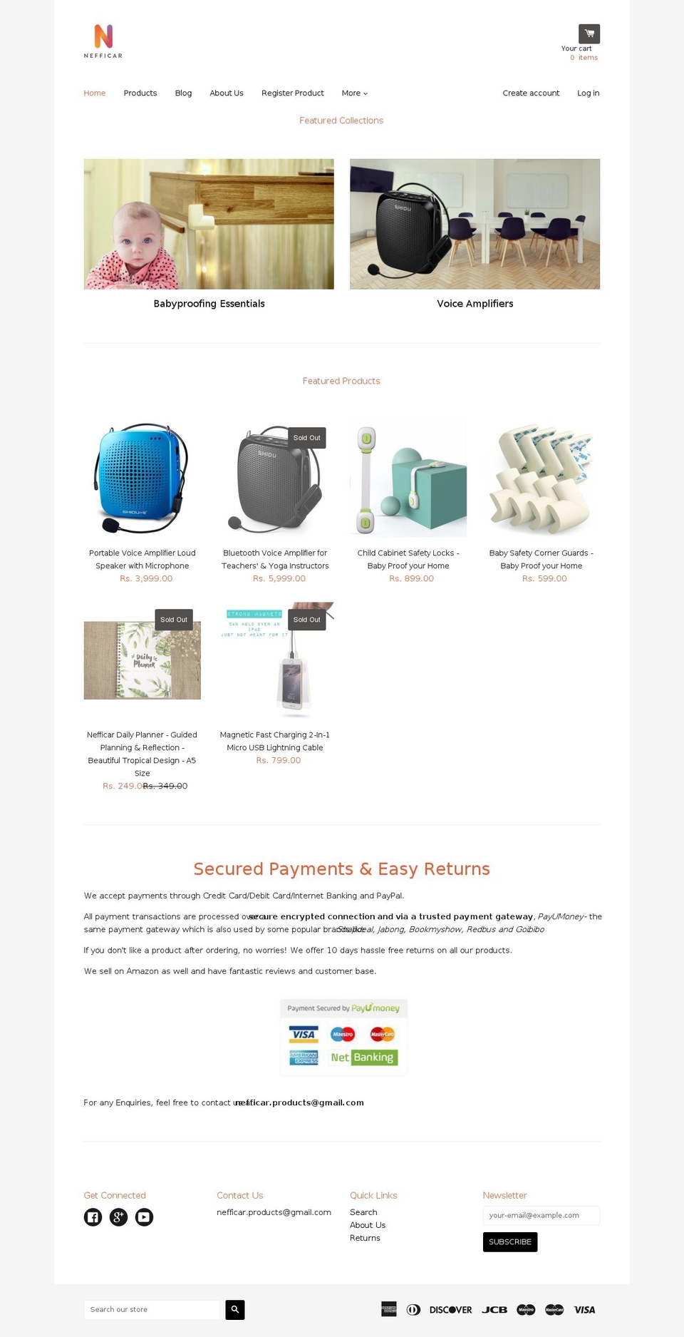 nefficar.in shopify website screenshot