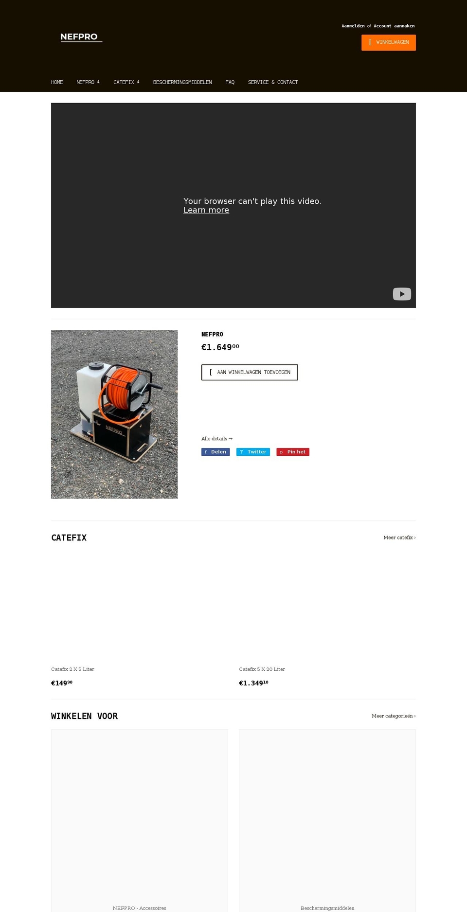 nefpro.com shopify website screenshot