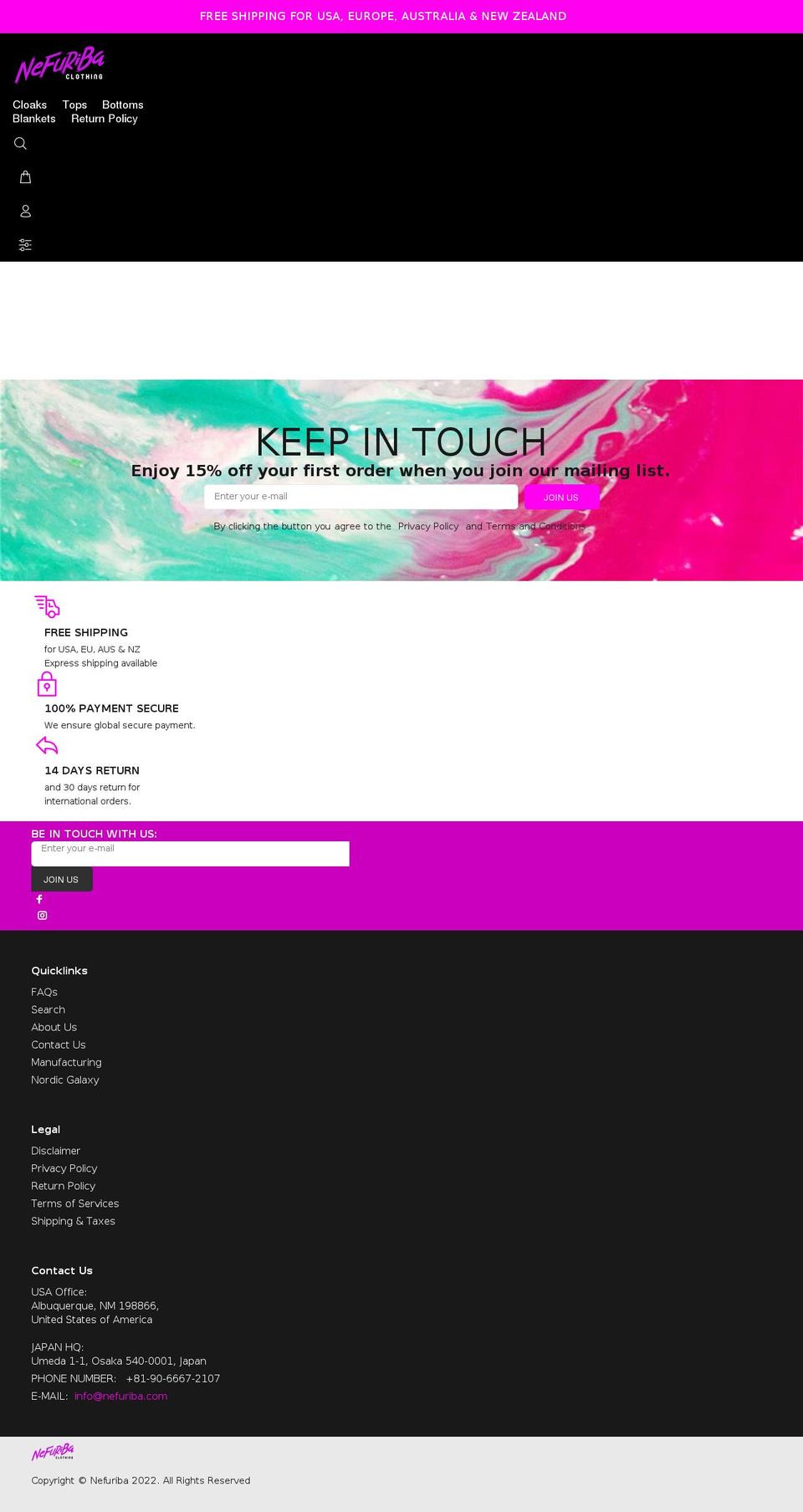 nefuriba.com shopify website screenshot