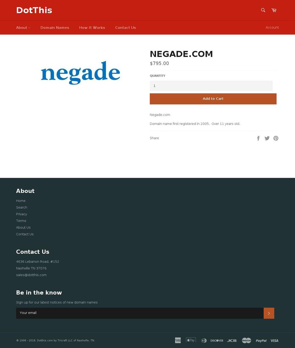 negade.com — Shopify storefront screenshot