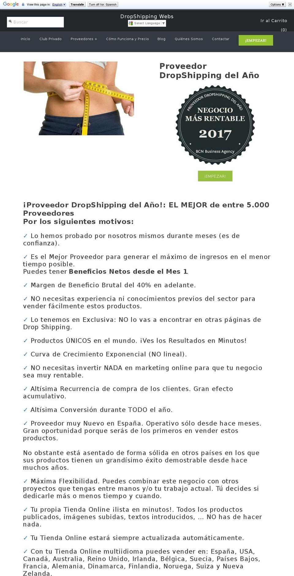 negociosrentablestop.com shopify website screenshot