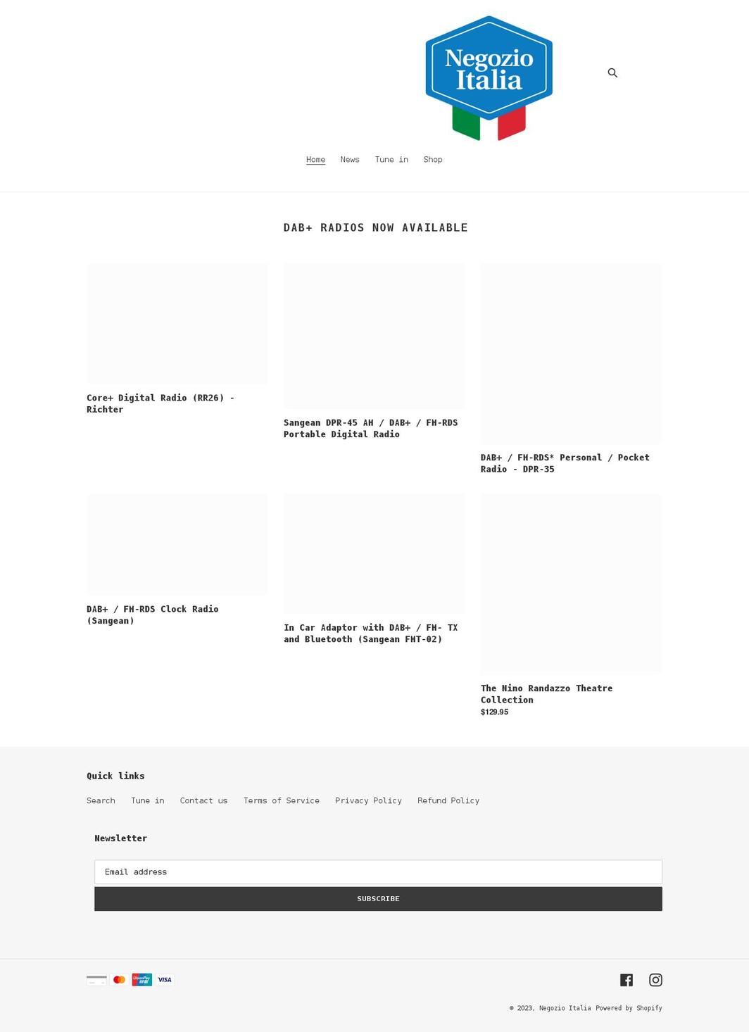 negozioitalia.com.au shopify website screenshot