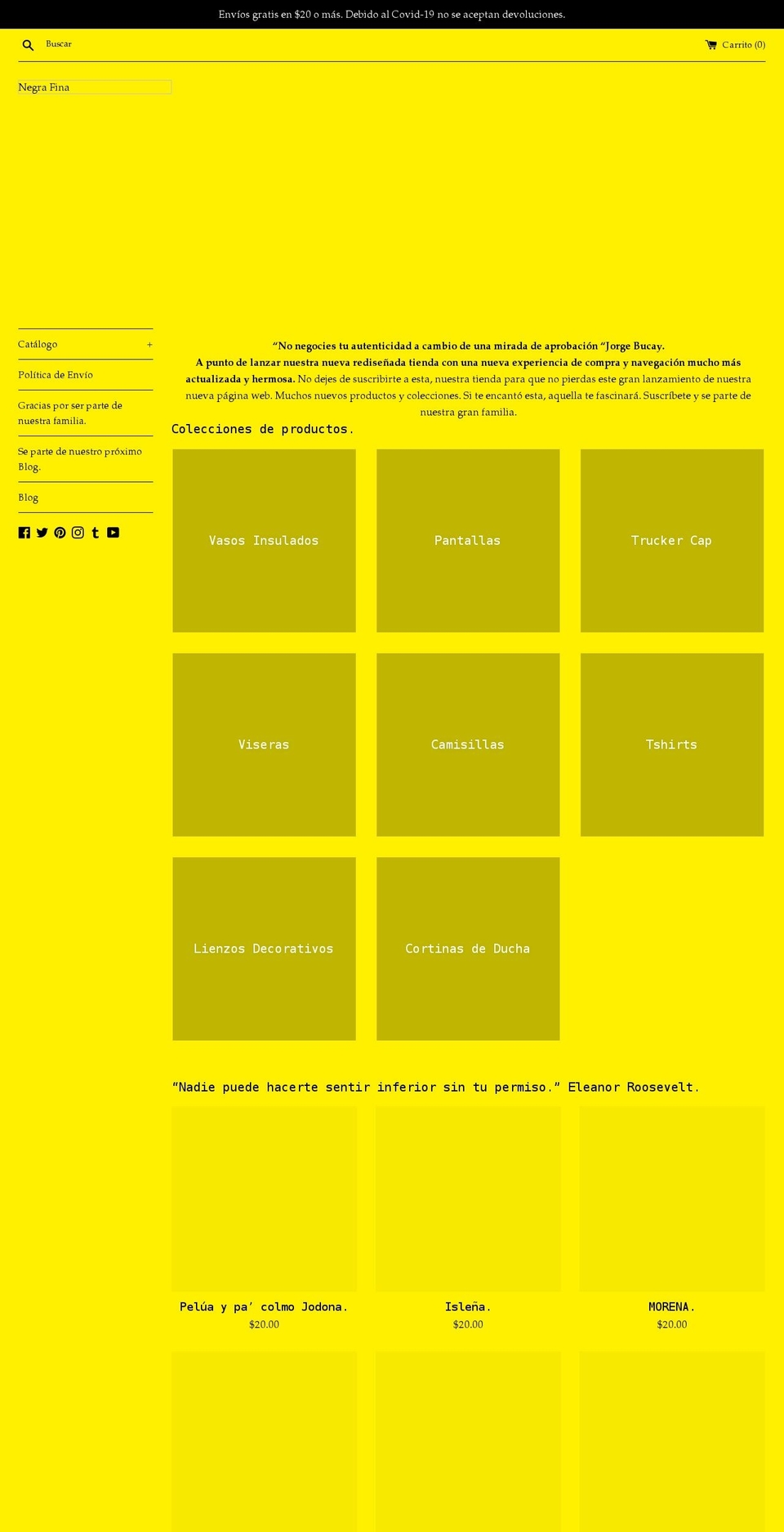 negrafina.com shopify website screenshot