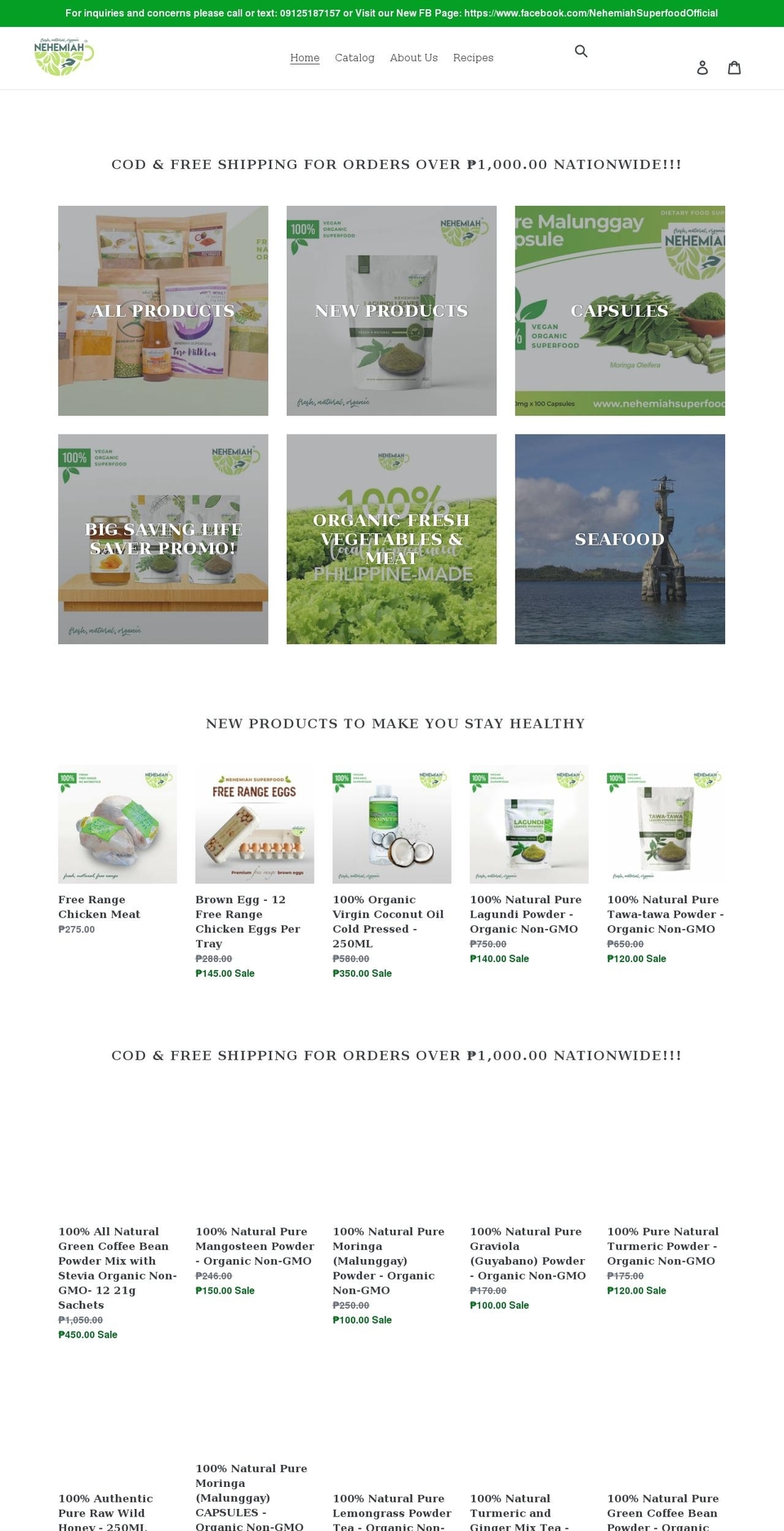 nehemiahsuperfood.com shopify website screenshot