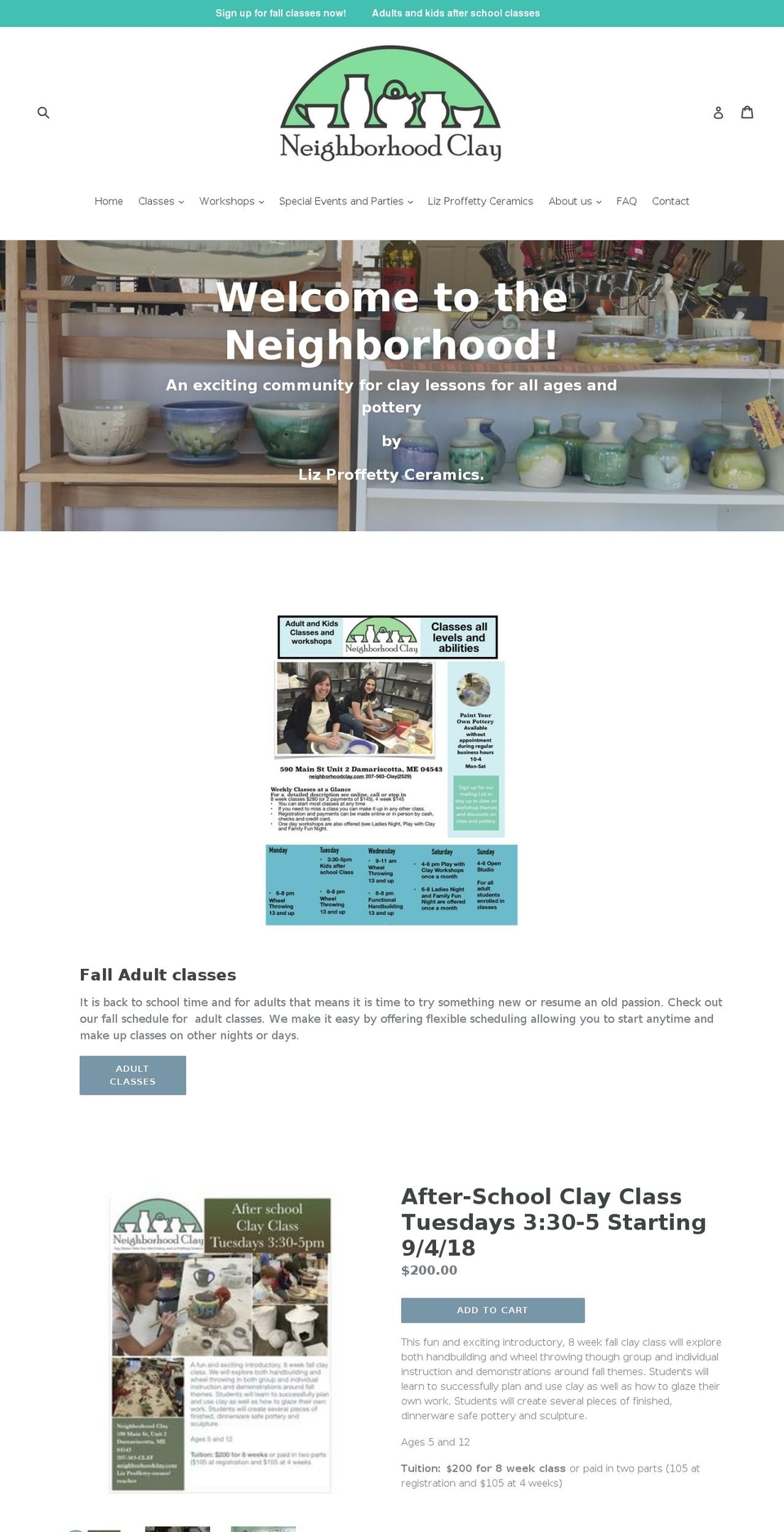 neighborhoodclay.com shopify website screenshot