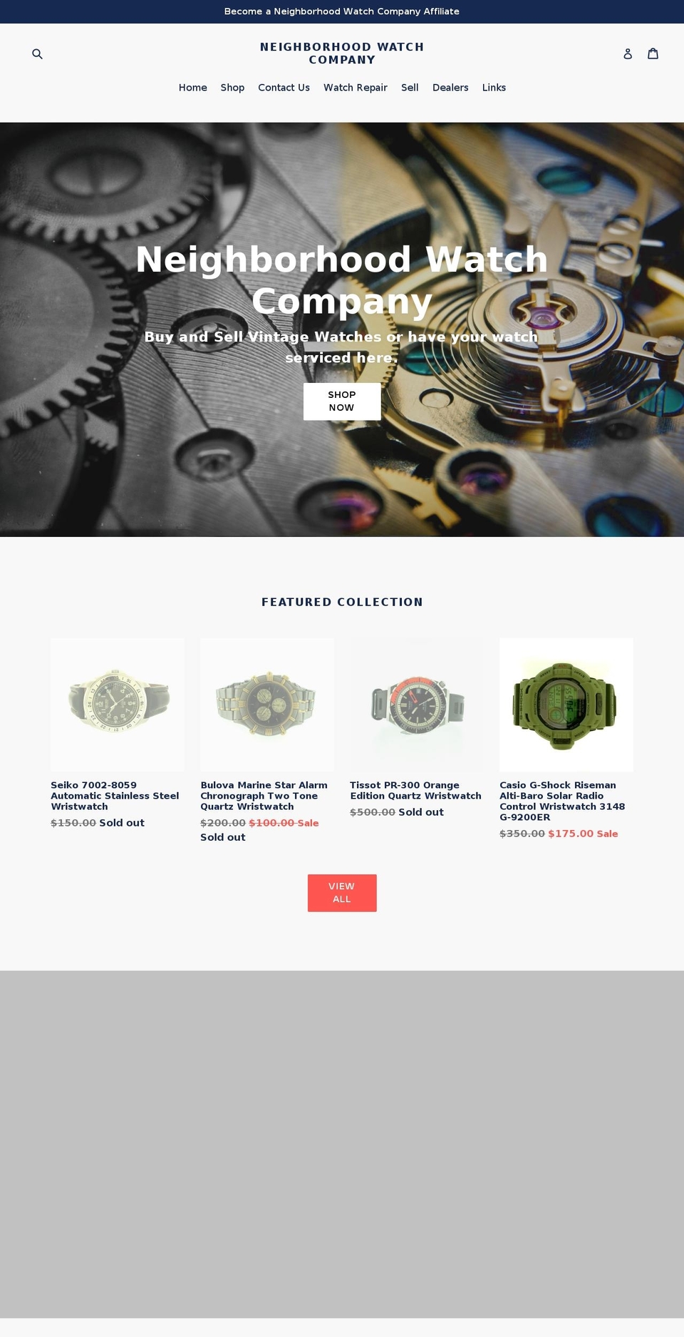 neighborhoodwatchcompany.com — Shopify storefront screenshot