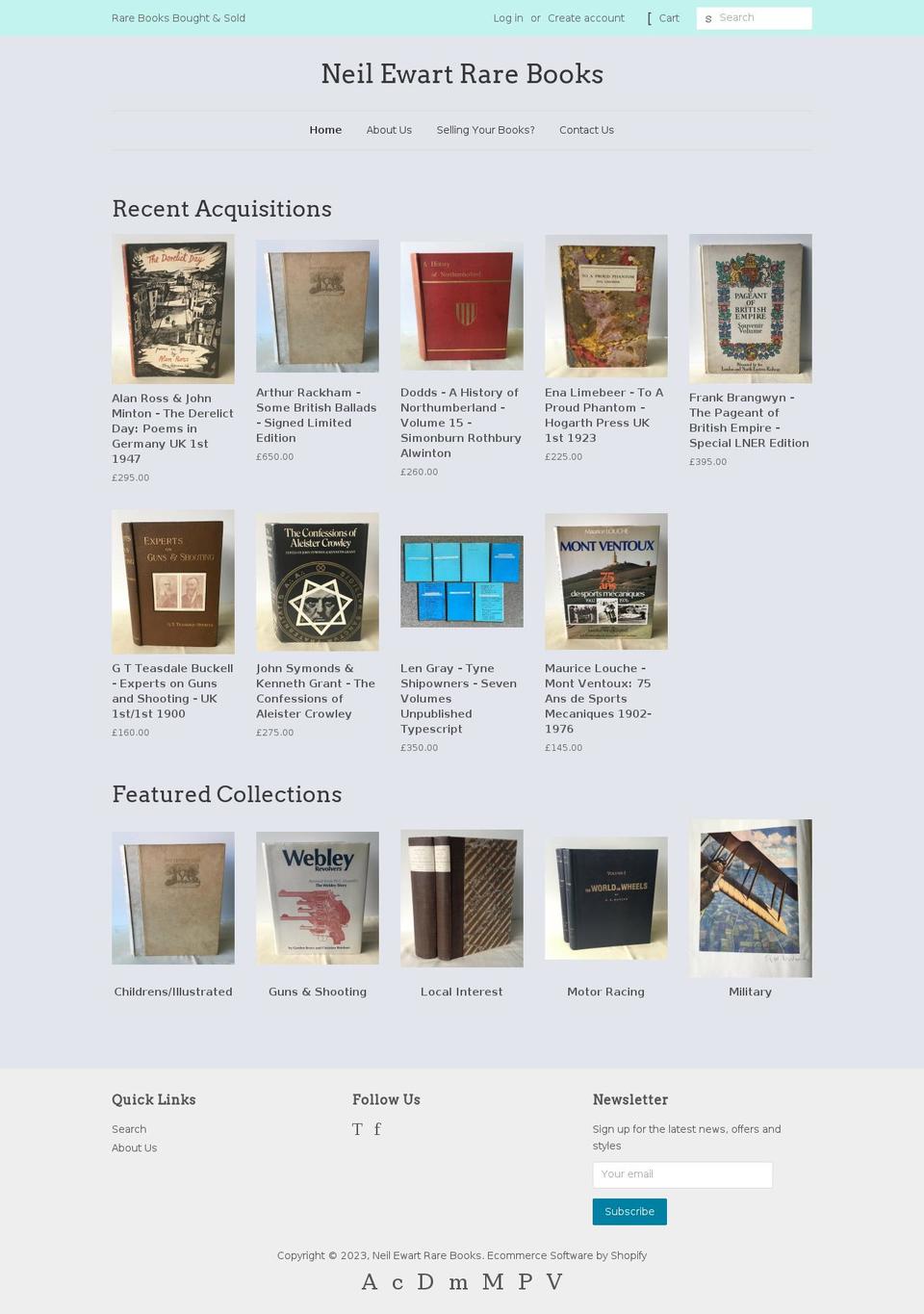 neilewartrarebooks.co.uk shopify website screenshot