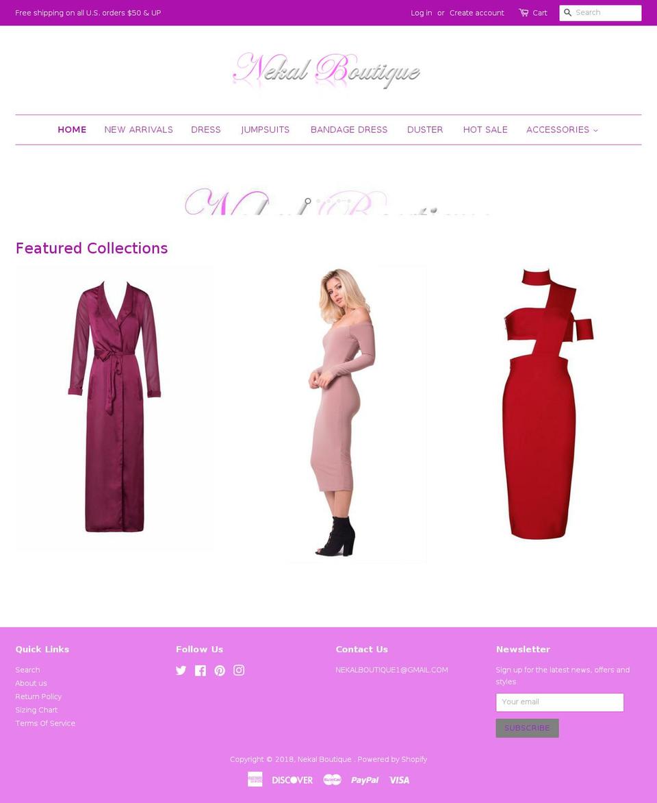 nekalboutique.com shopify website screenshot