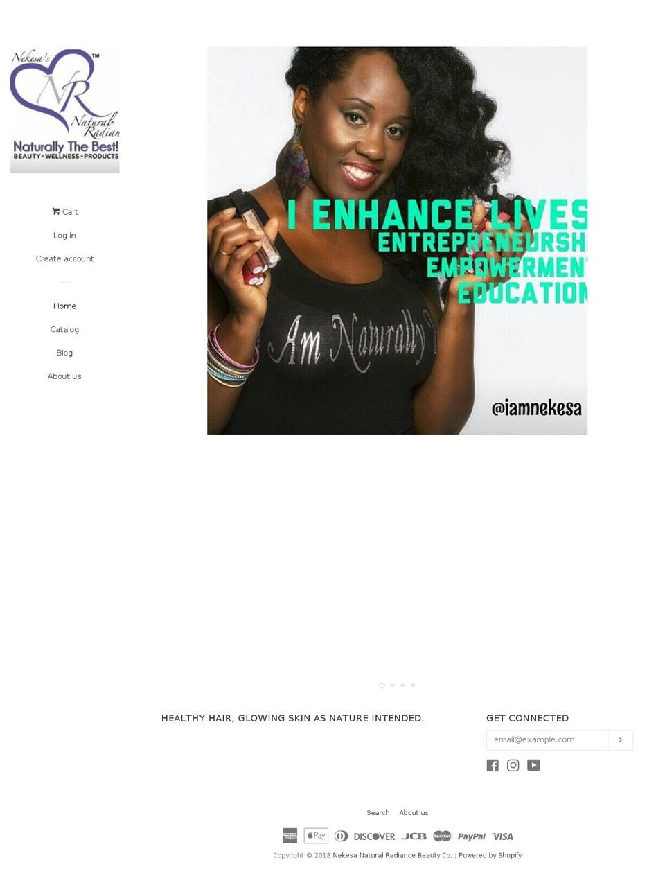 nekesasnaturalradiance.com shopify website screenshot