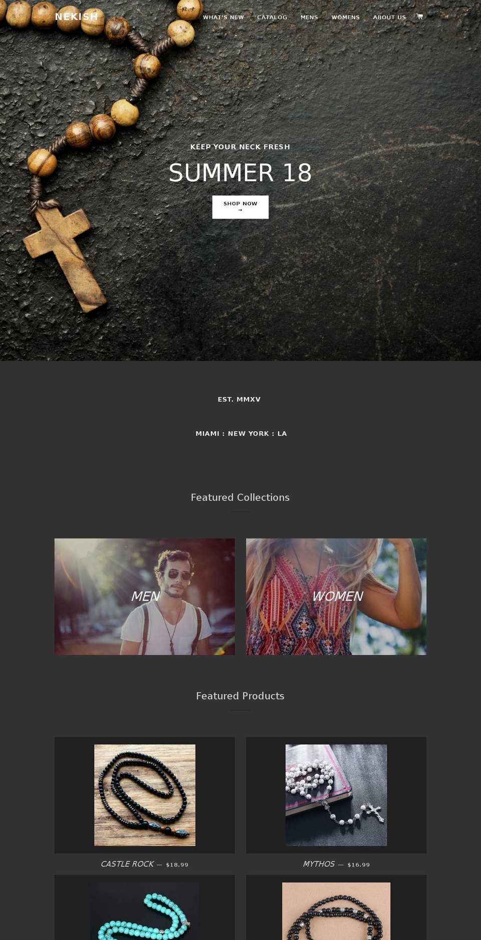 nekish.com — Shopify storefront screenshot