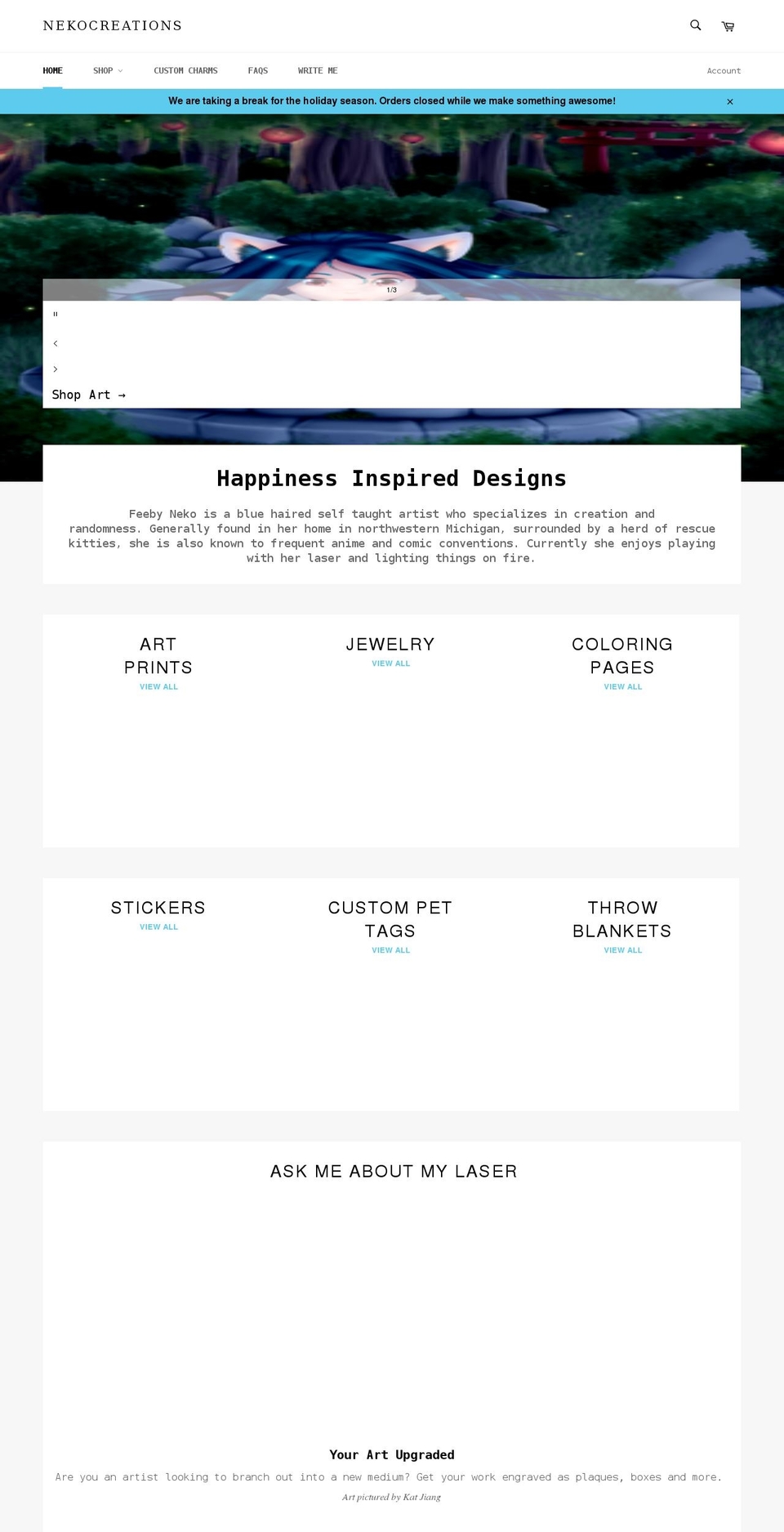 nekocreations.com shopify website screenshot