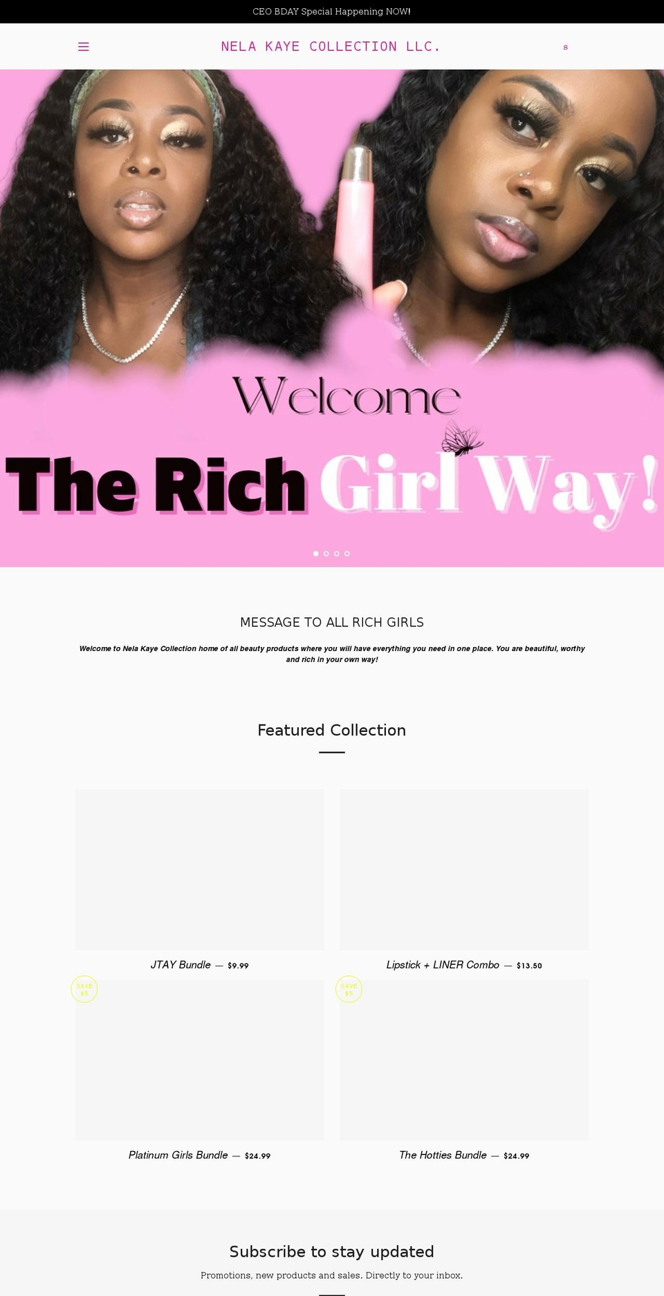 nelakayecollection.com shopify website screenshot