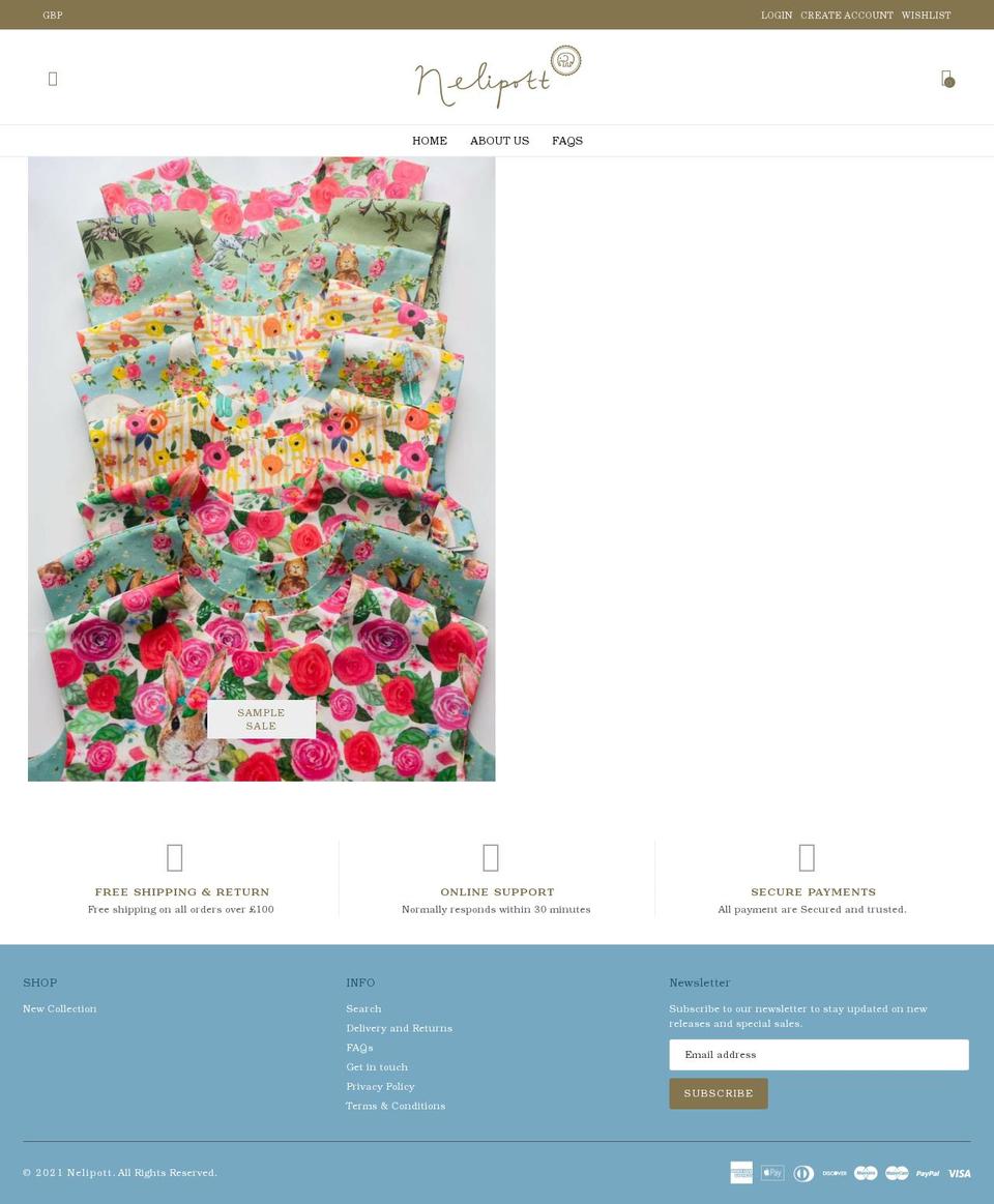 nelipott.com shopify website screenshot