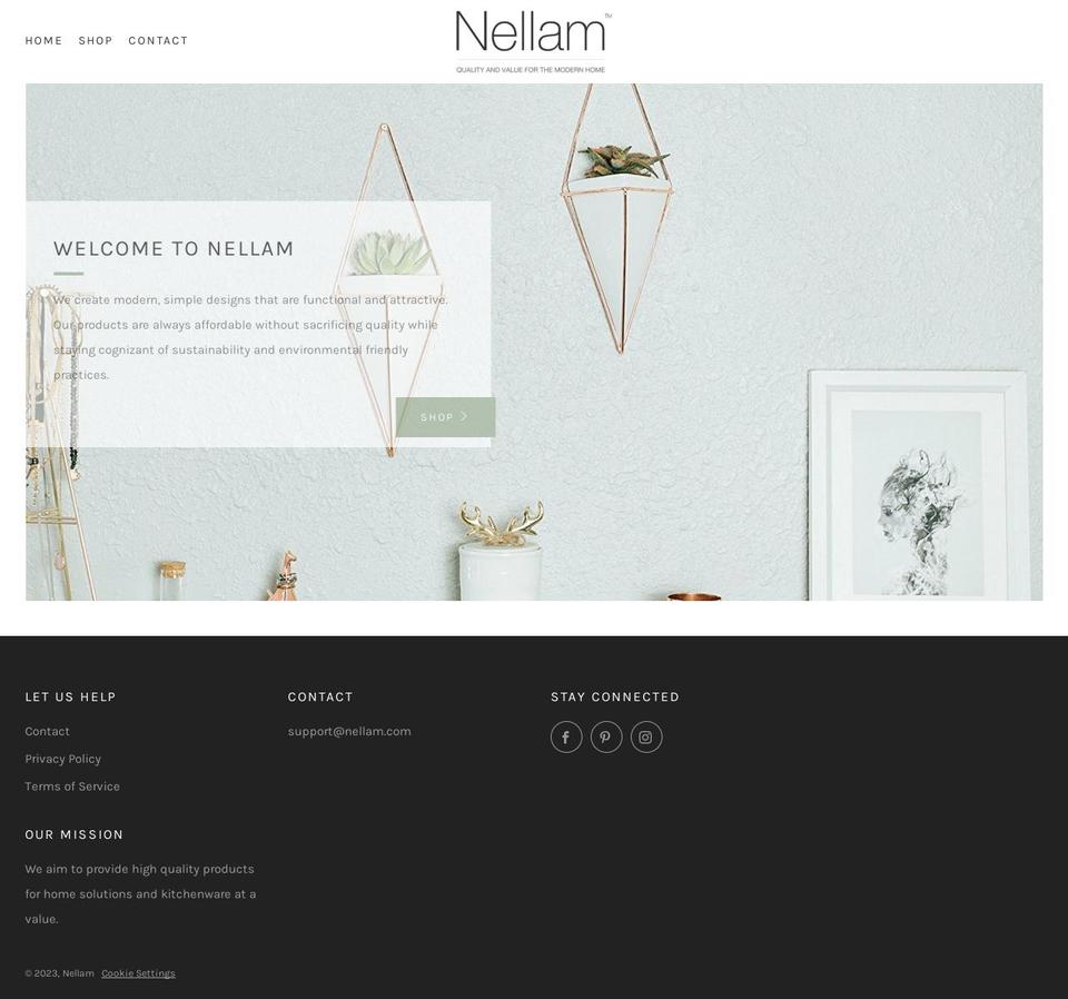nellam.com shopify website screenshot