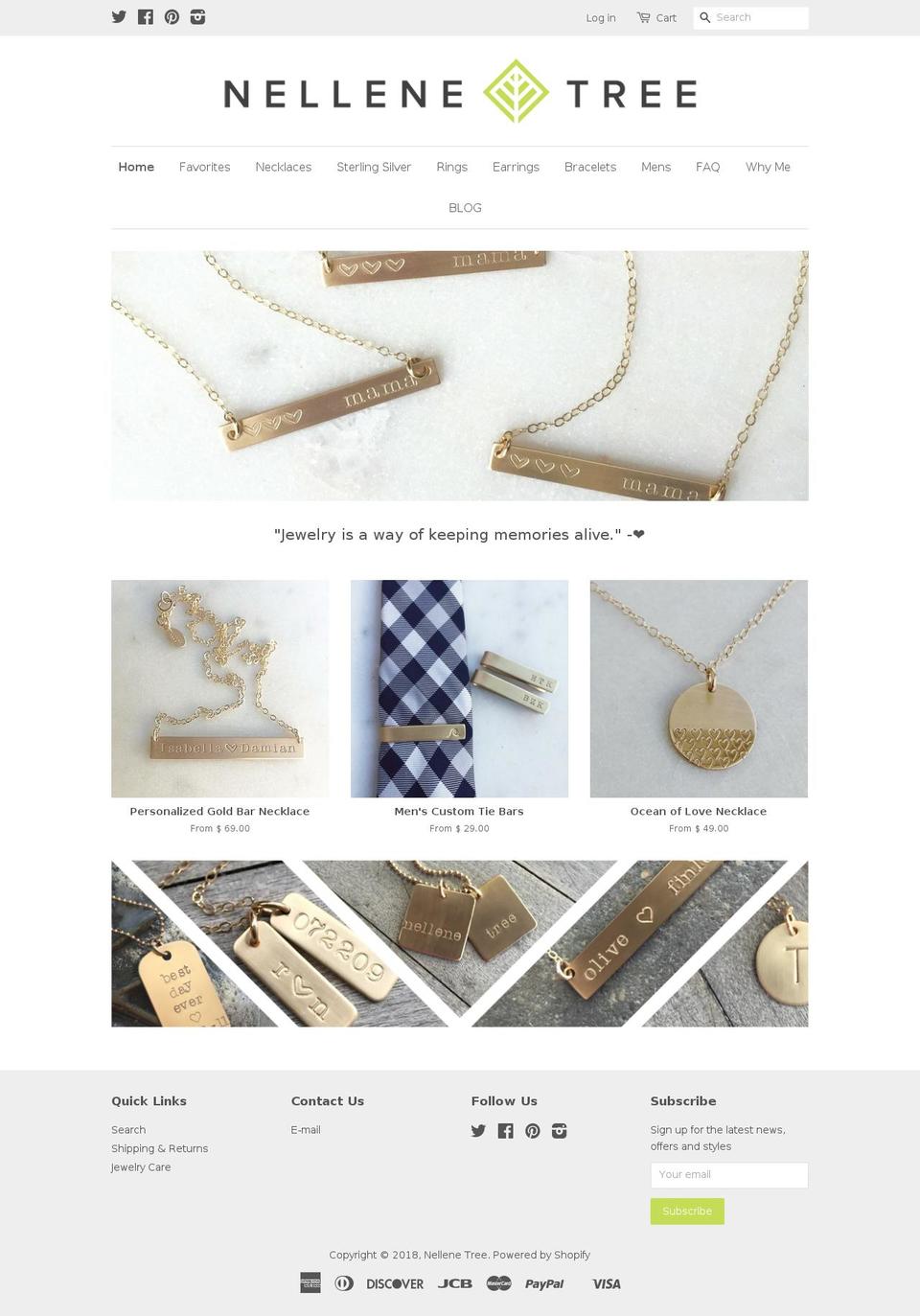 nellenetree.com shopify website screenshot