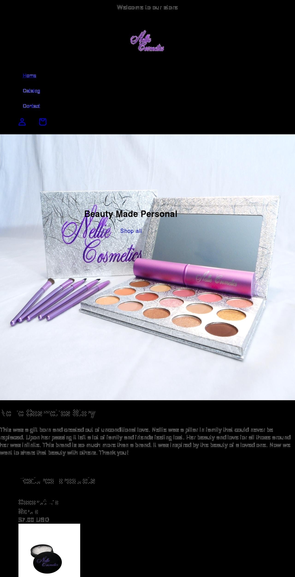 nelliecosmetics.com shopify website screenshot