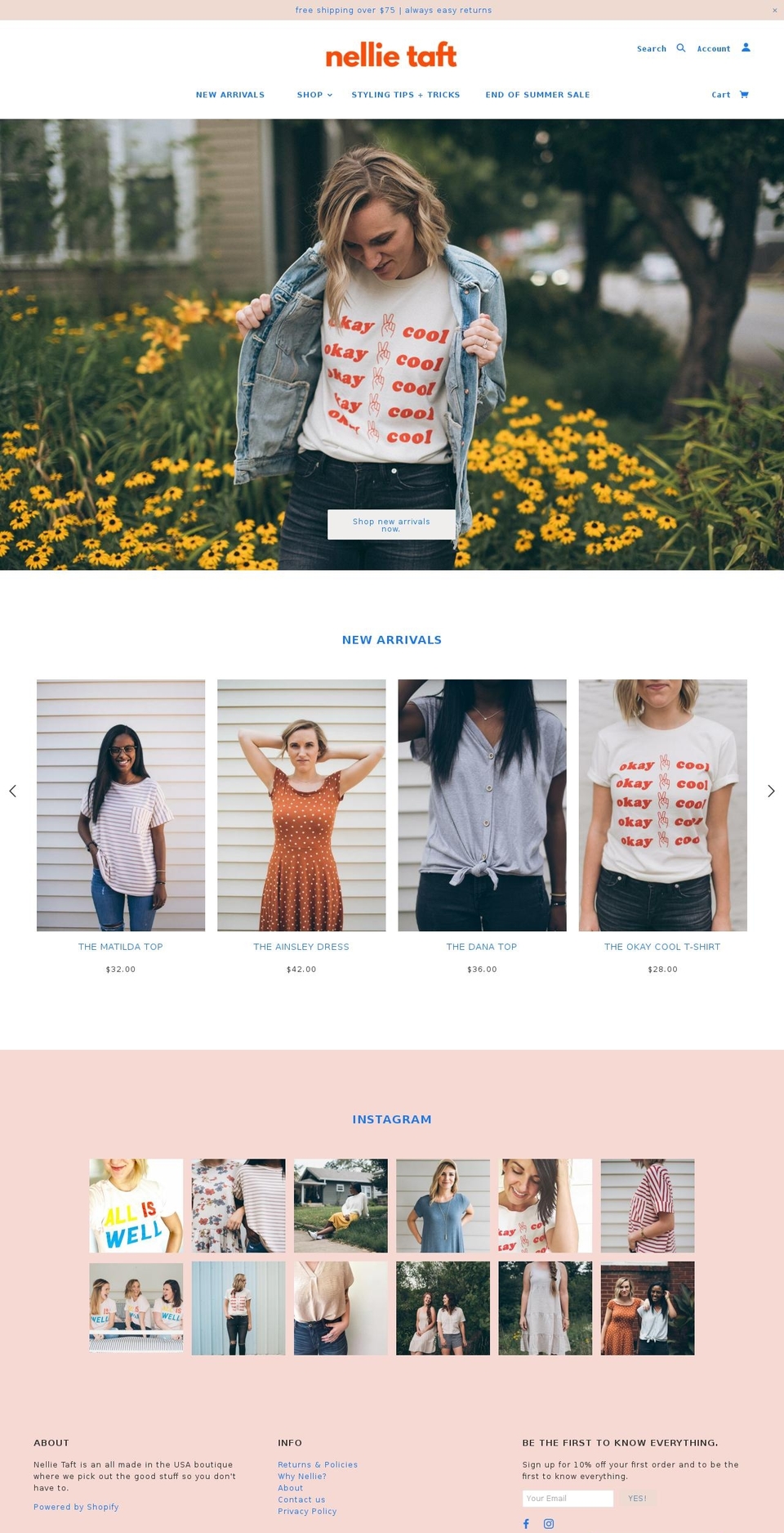 nellietaft.com shopify website screenshot