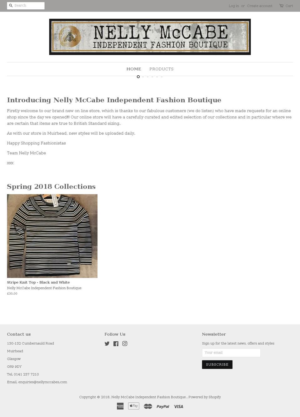 nellymccabes.com — Shopify storefront screenshot