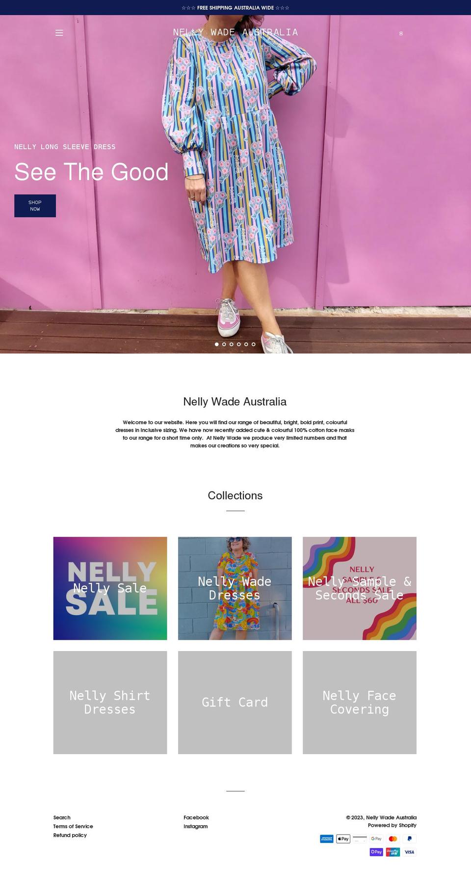 nellywadeaustralia.com shopify website screenshot