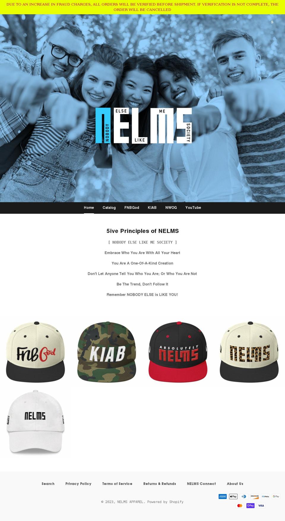 nelmsapp.com shopify website screenshot