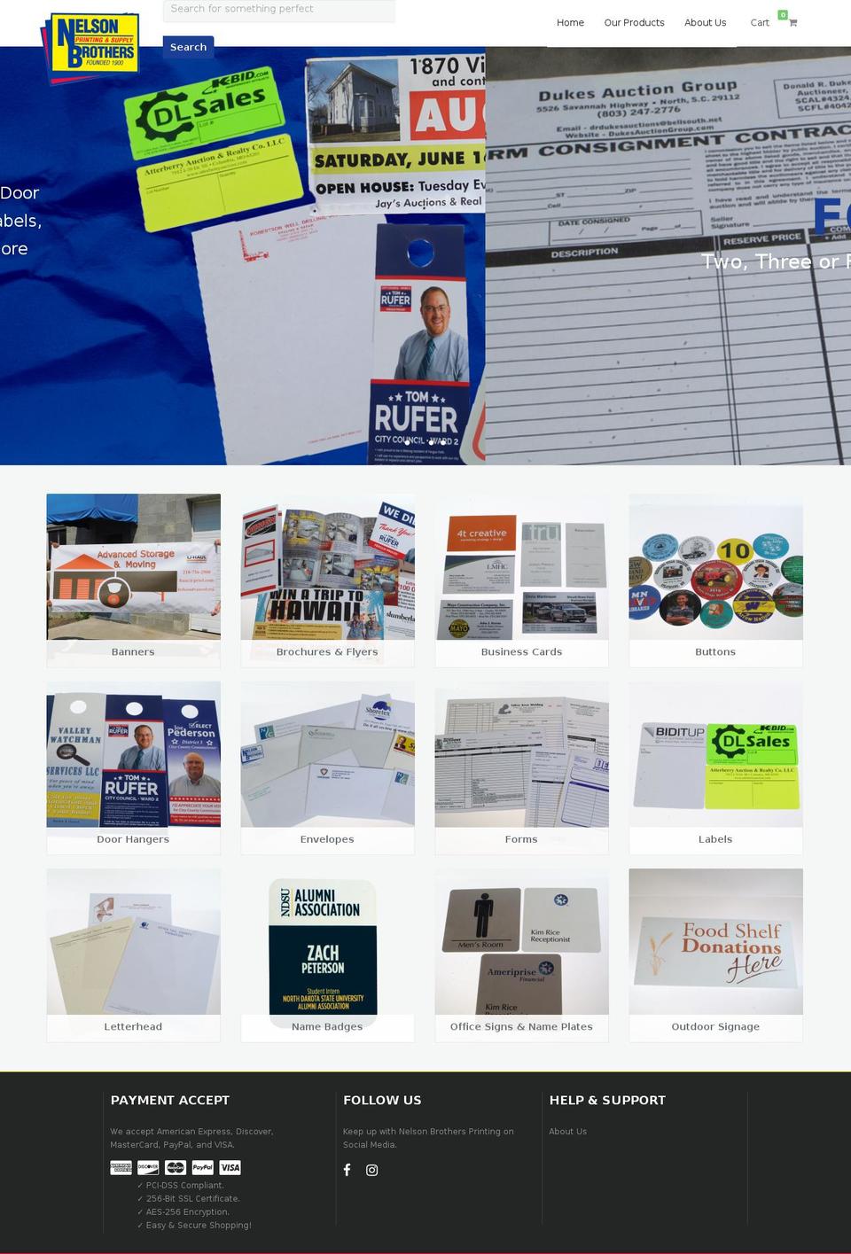 nelsonbrothersprinting.com — Shopify storefront screenshot