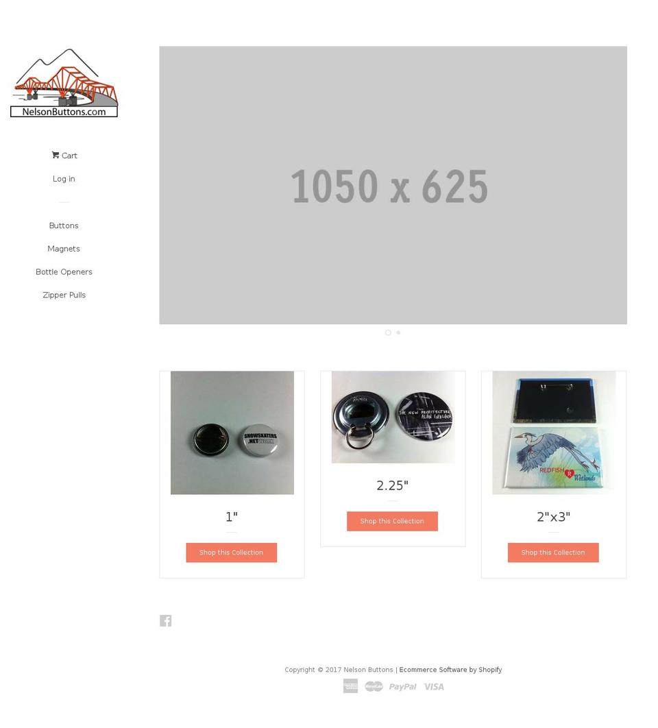 nelsonbuttons.com shopify website screenshot