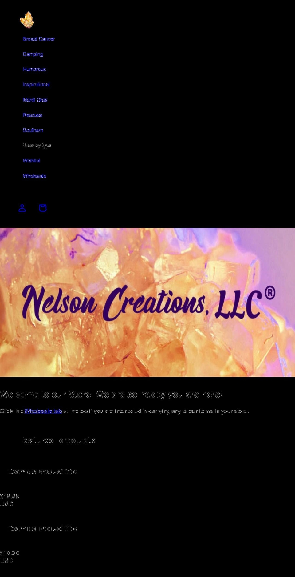nelsoncreations.com shopify website screenshot