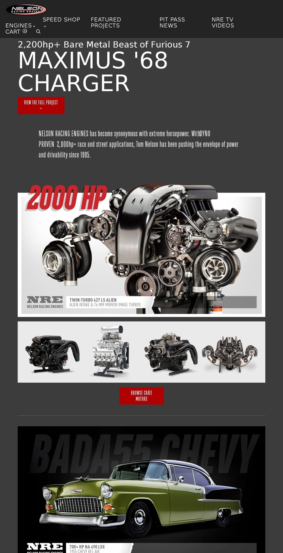 nelsonracingengines.com shopify website screenshot