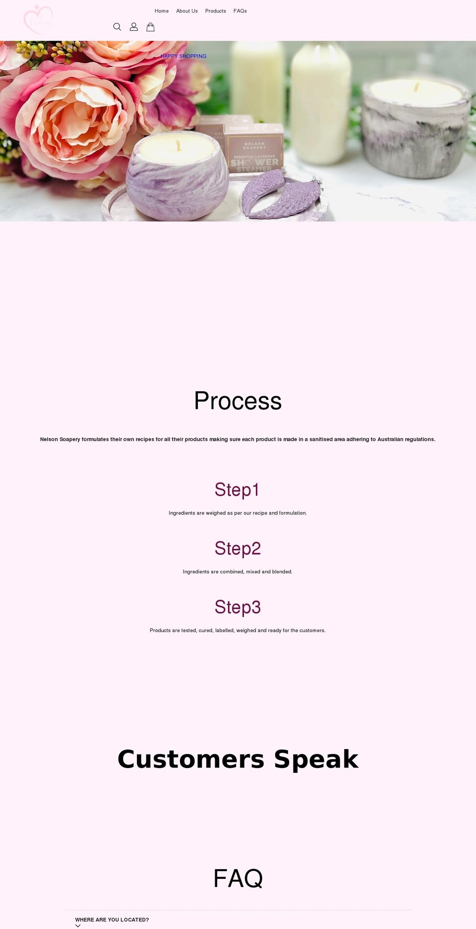 nelsonsoapery.com shopify website screenshot