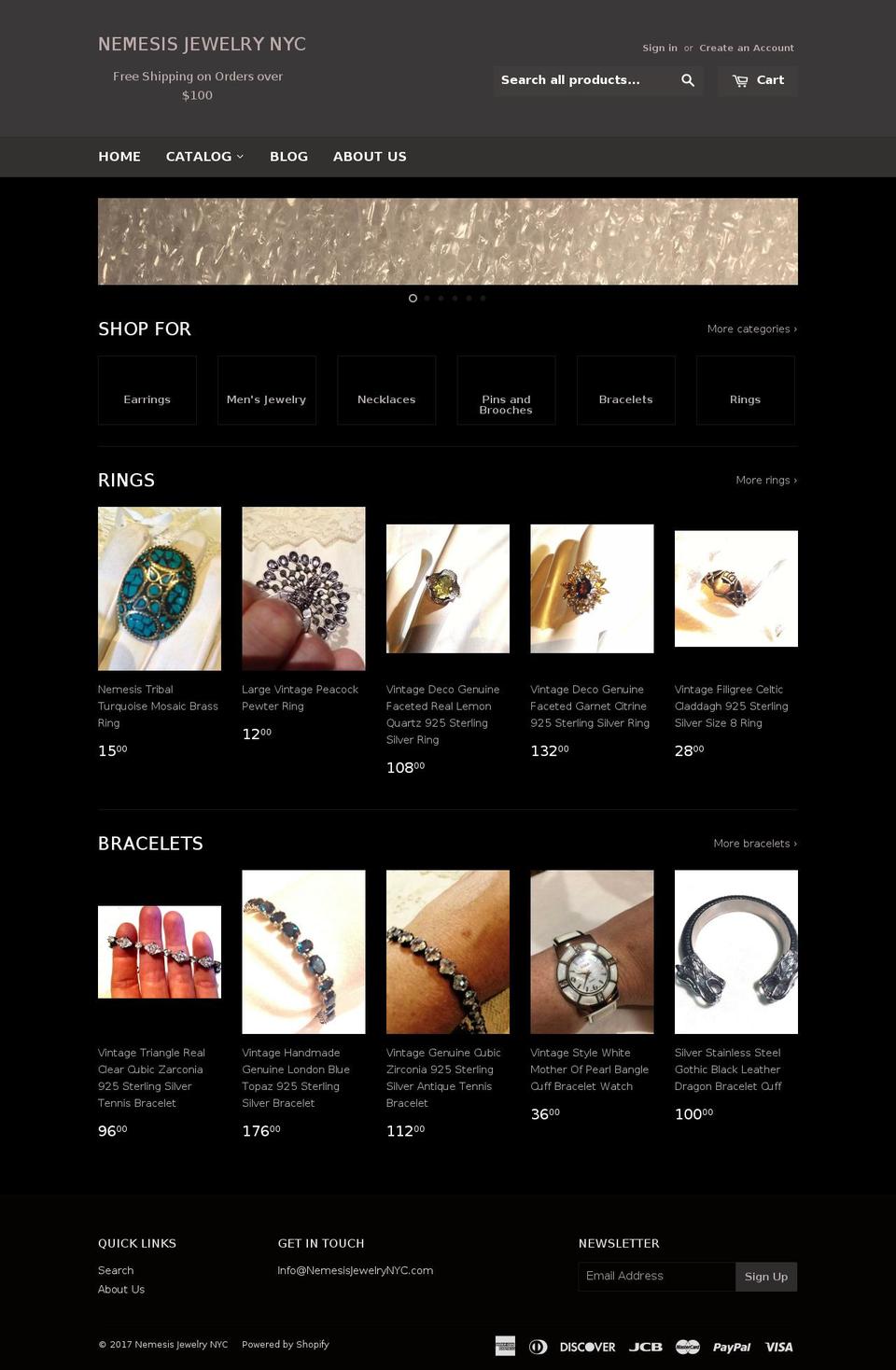 nemesisjewelrynyc.com shopify website screenshot
