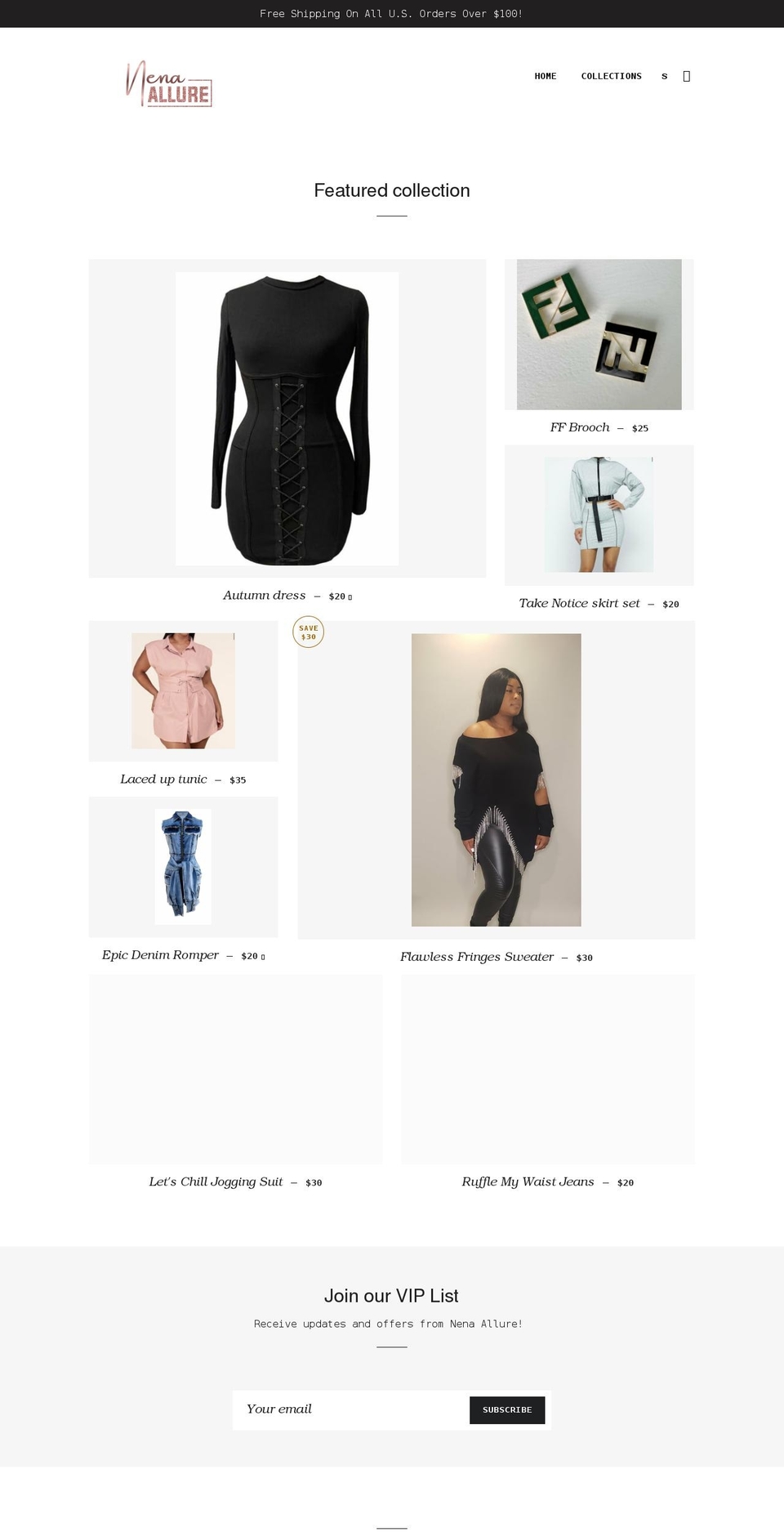 nenaallure.com shopify website screenshot