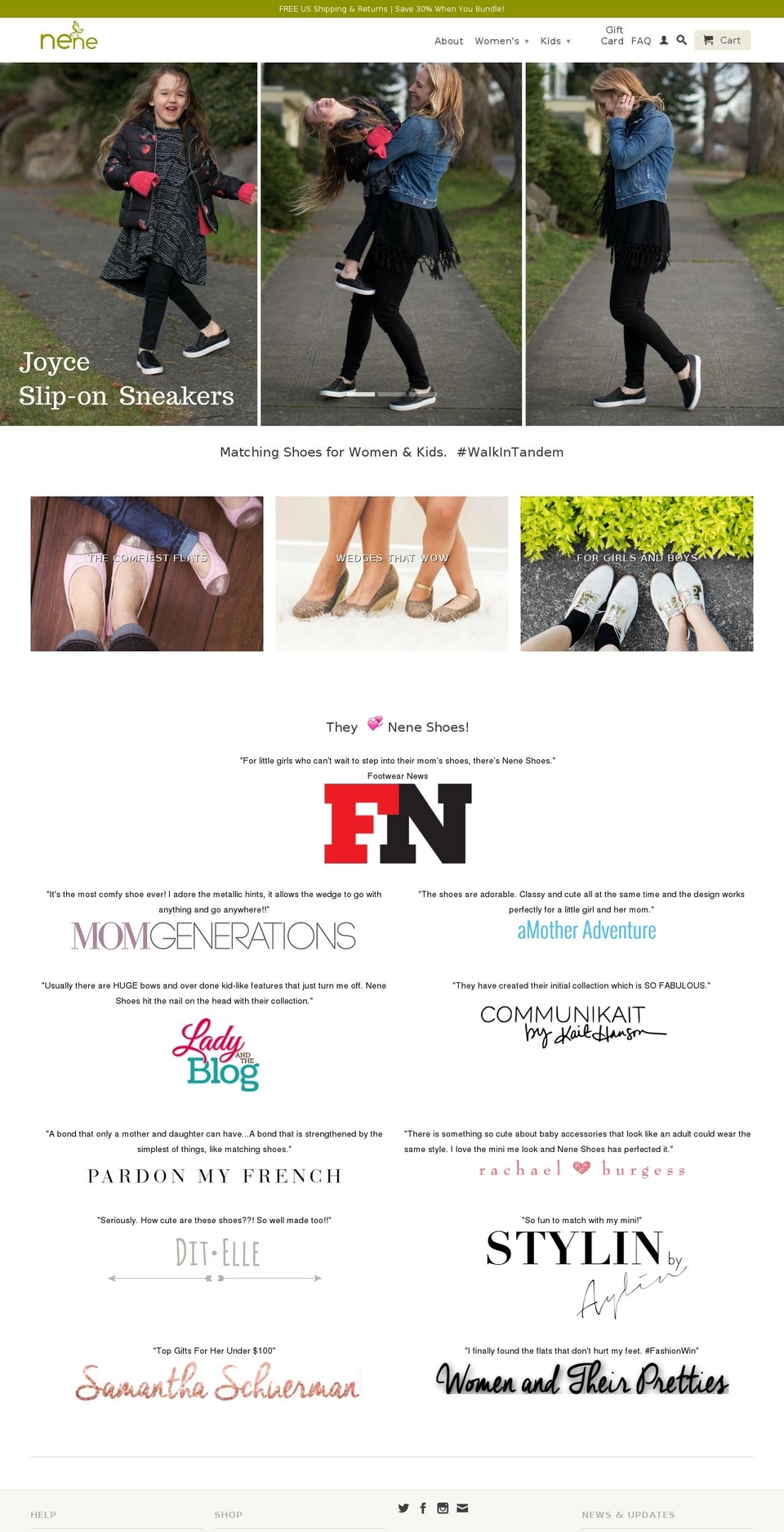 nene.shoes shopify website screenshot