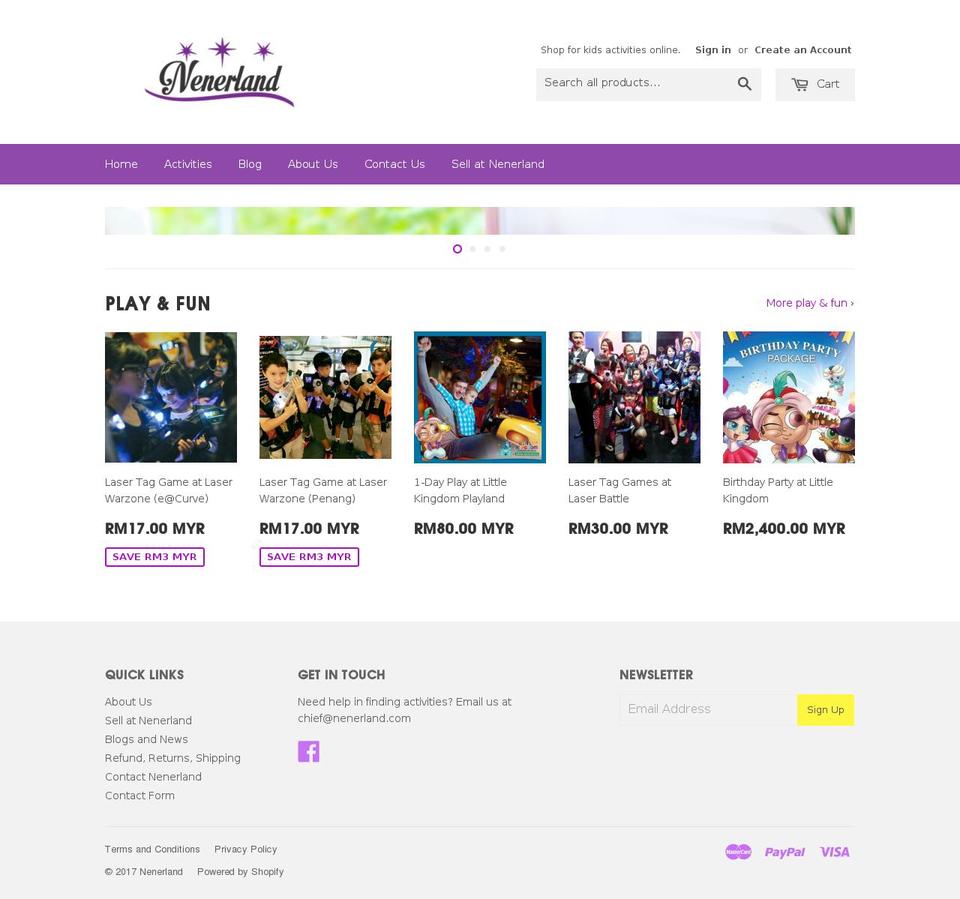 nenerland.com shopify website screenshot