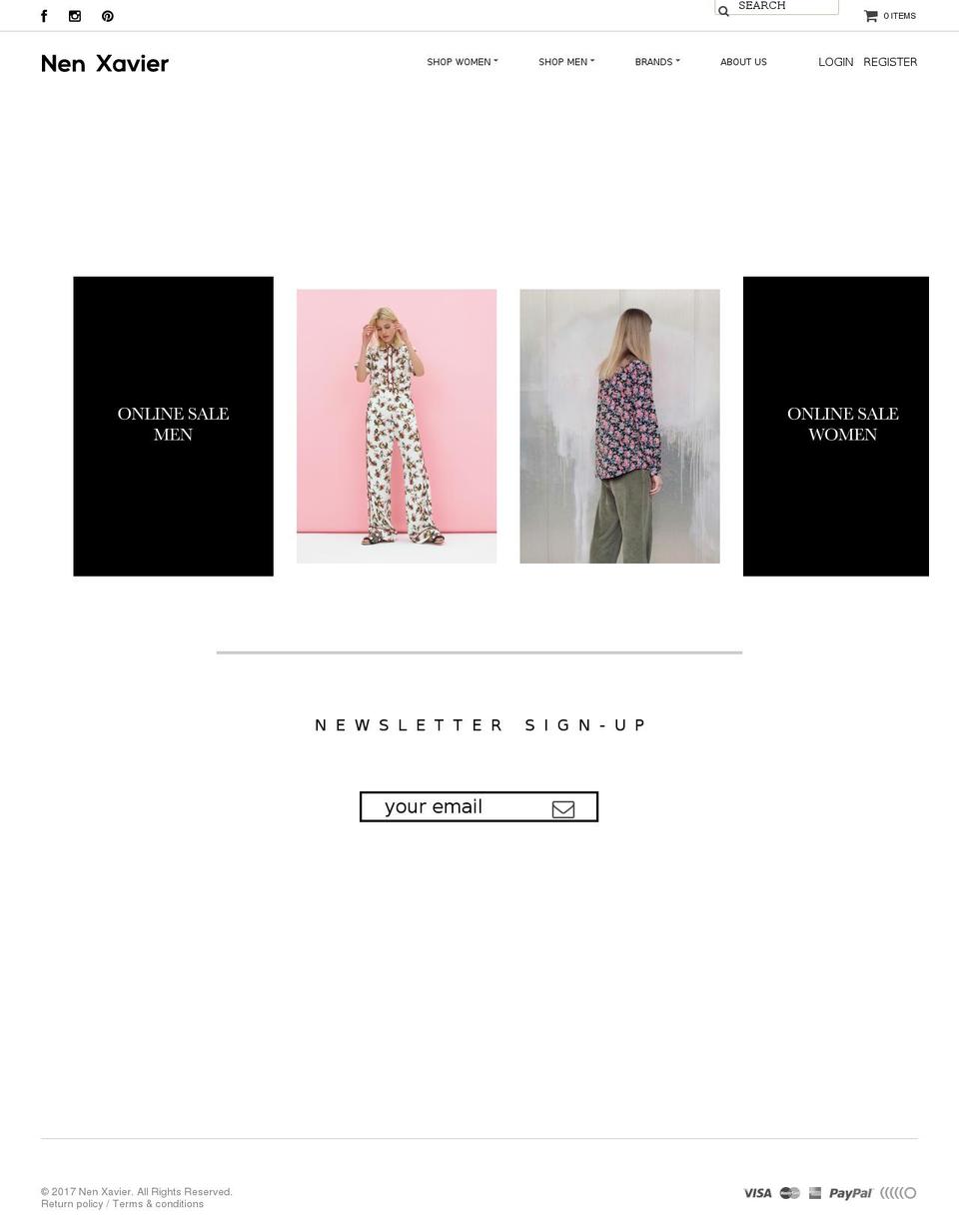 nenxavier.com shopify website screenshot