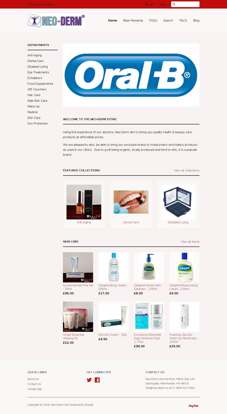 neo-derm.uk shopify website screenshot