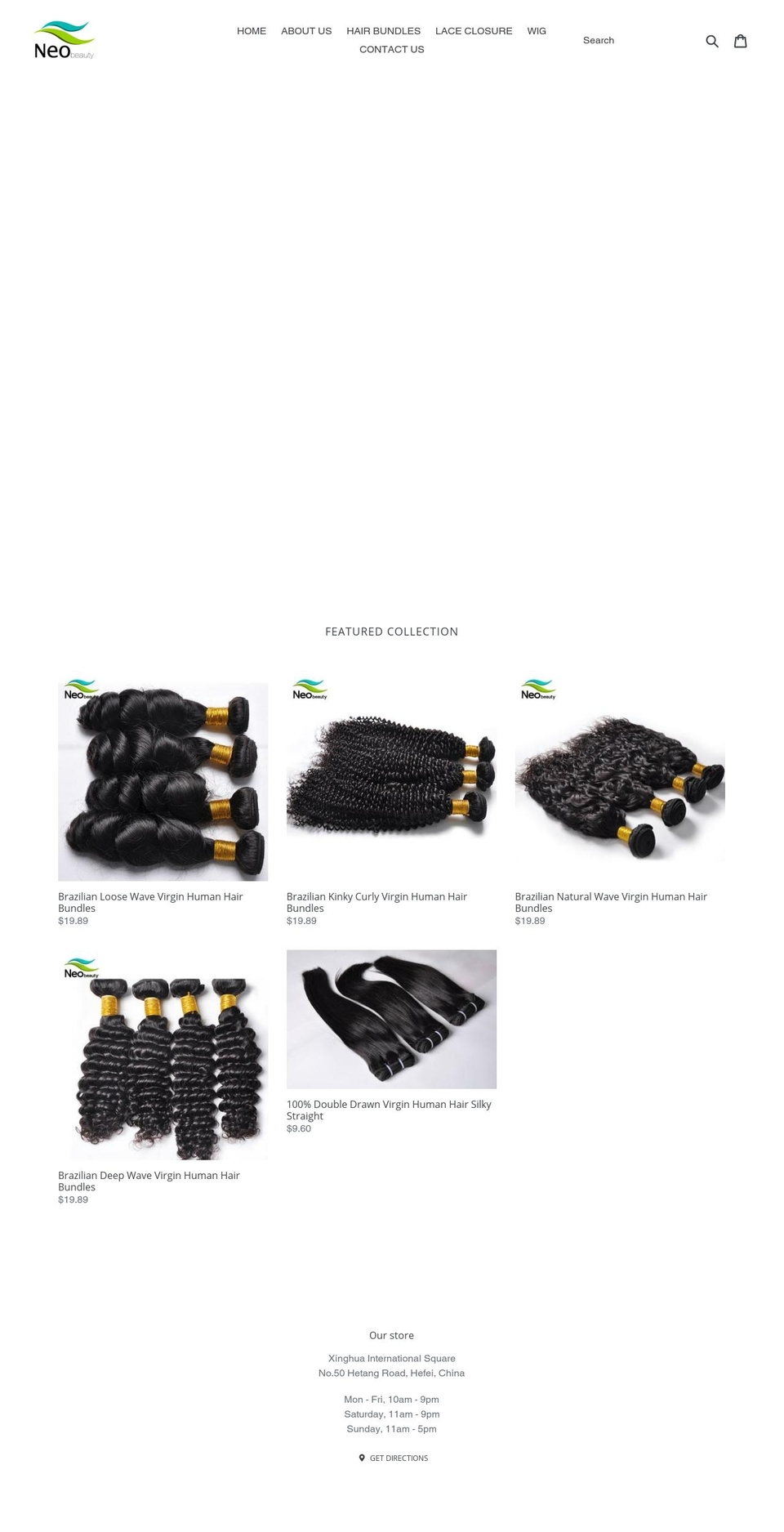 neobeautyhair.com shopify website screenshot