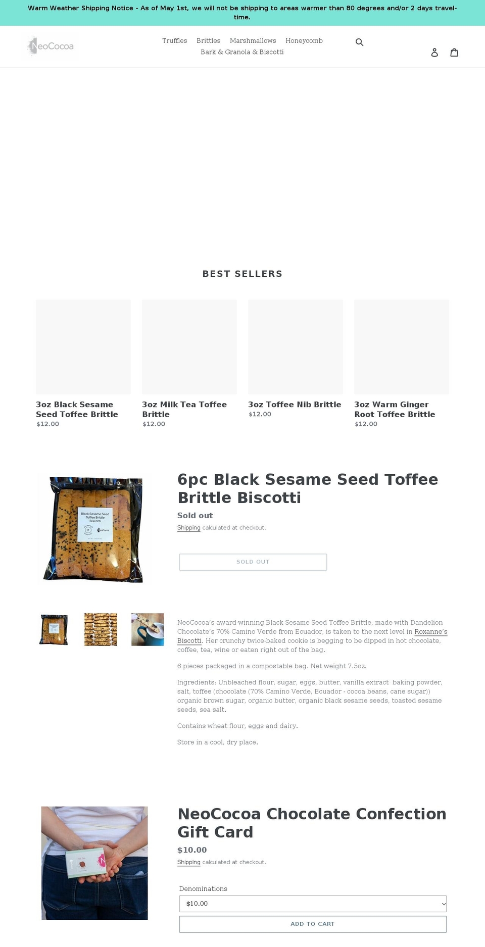 neococoaconfection.com shopify website screenshot