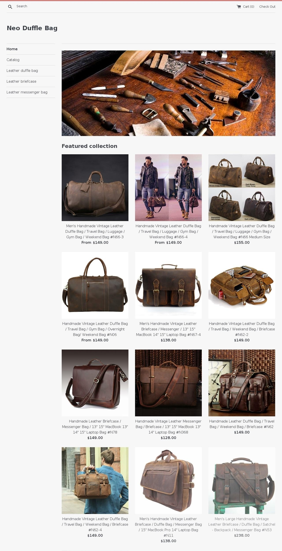 neodufflebag.com — Shopify storefront screenshot