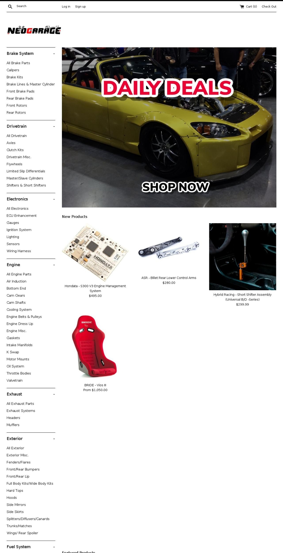 neogarageonline.com — Shopify storefront screenshot