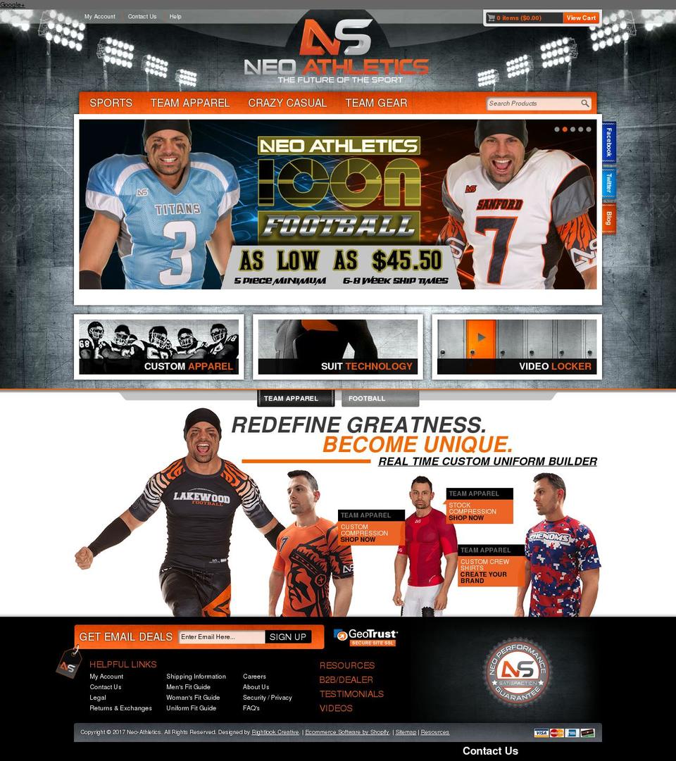 Neo Athletic Shopify theme site example neohardcore.com