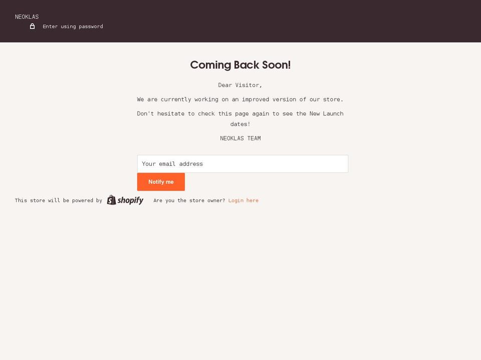 neoklas.com shopify website screenshot