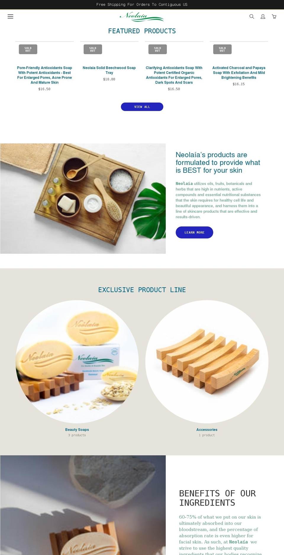 neolaiaskincare.com shopify website screenshot