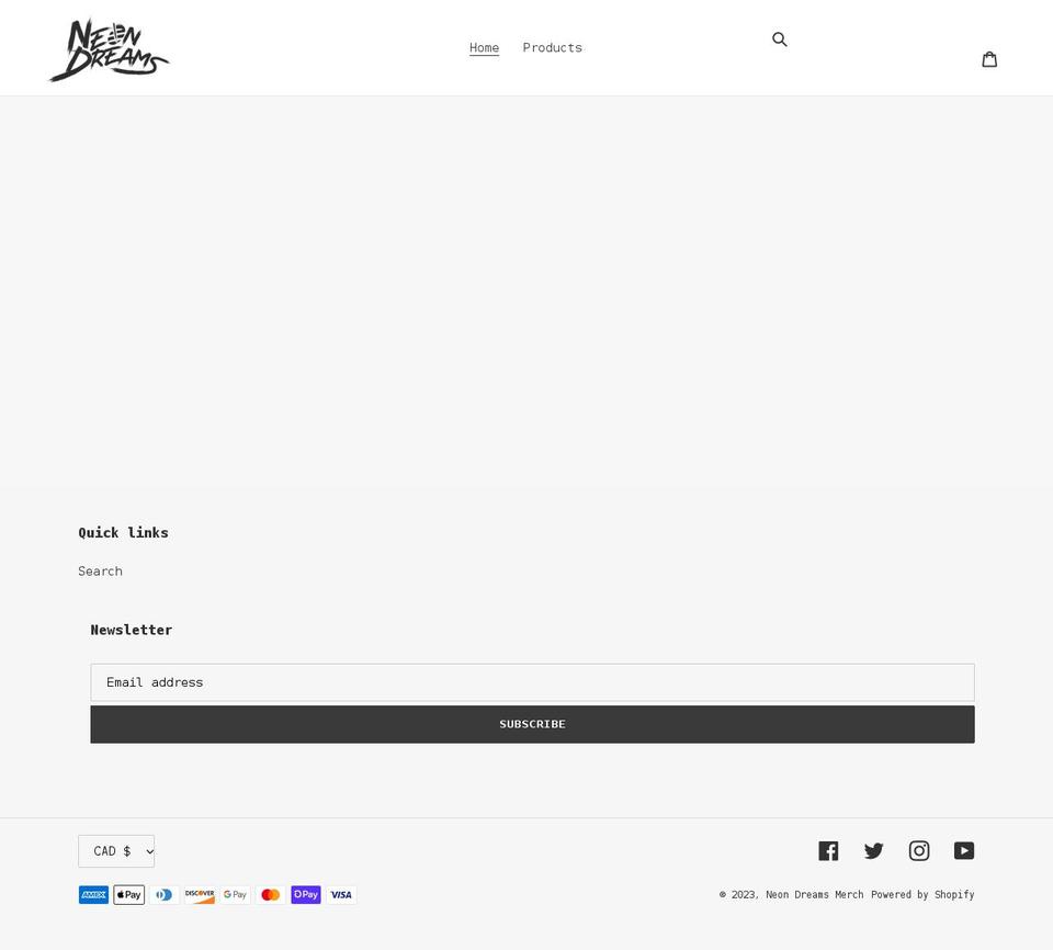 neon-dreams-merch.myshopify.com shopify website screenshot