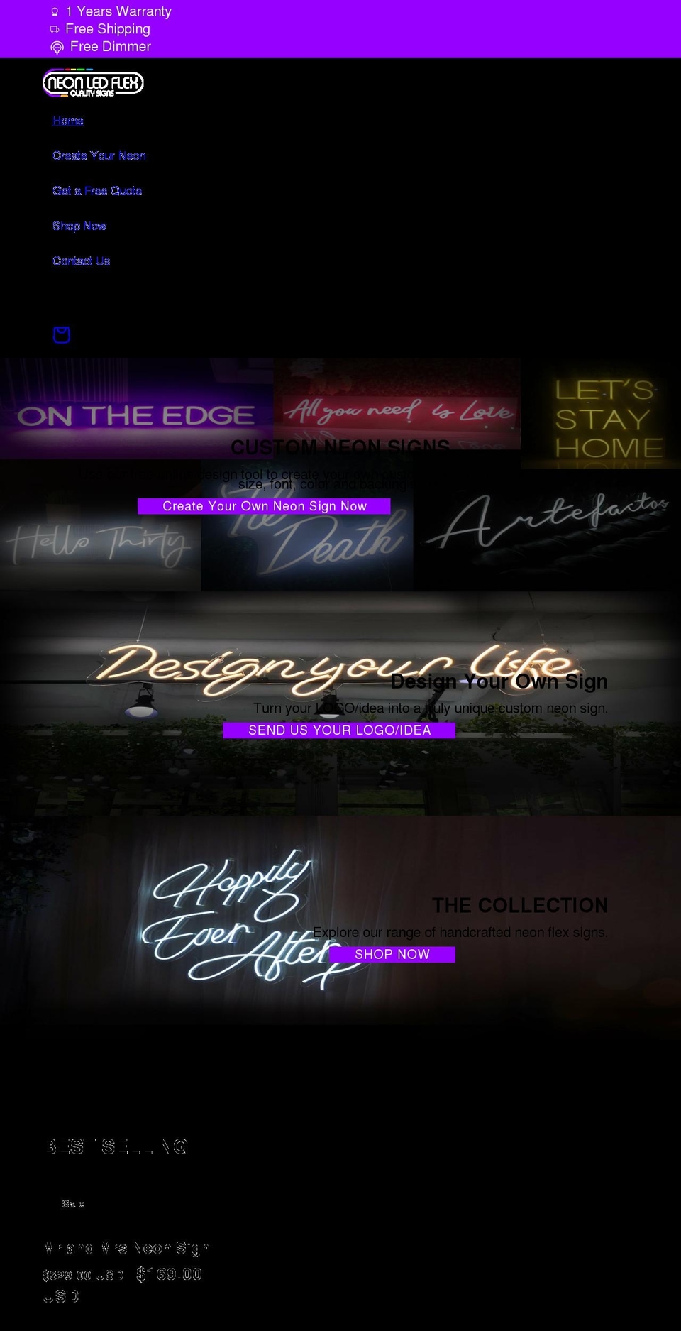 neon-ledflex.com shopify website screenshot
