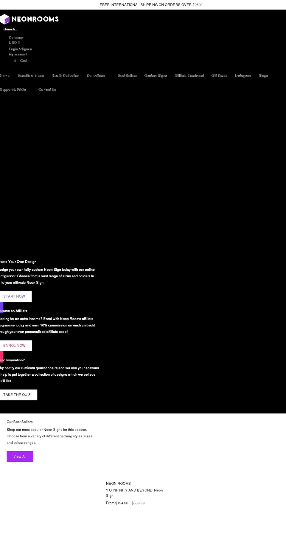 neon-rooms.com shopify website screenshot