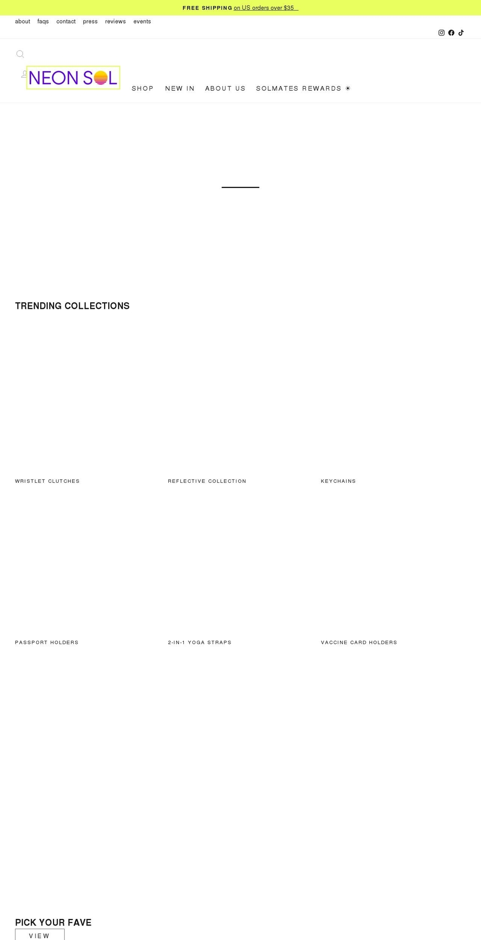 neon-sol.com shopify website screenshot