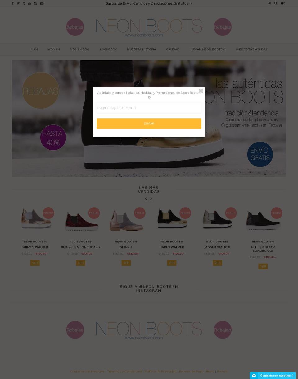 neonboot.es shopify website screenshot