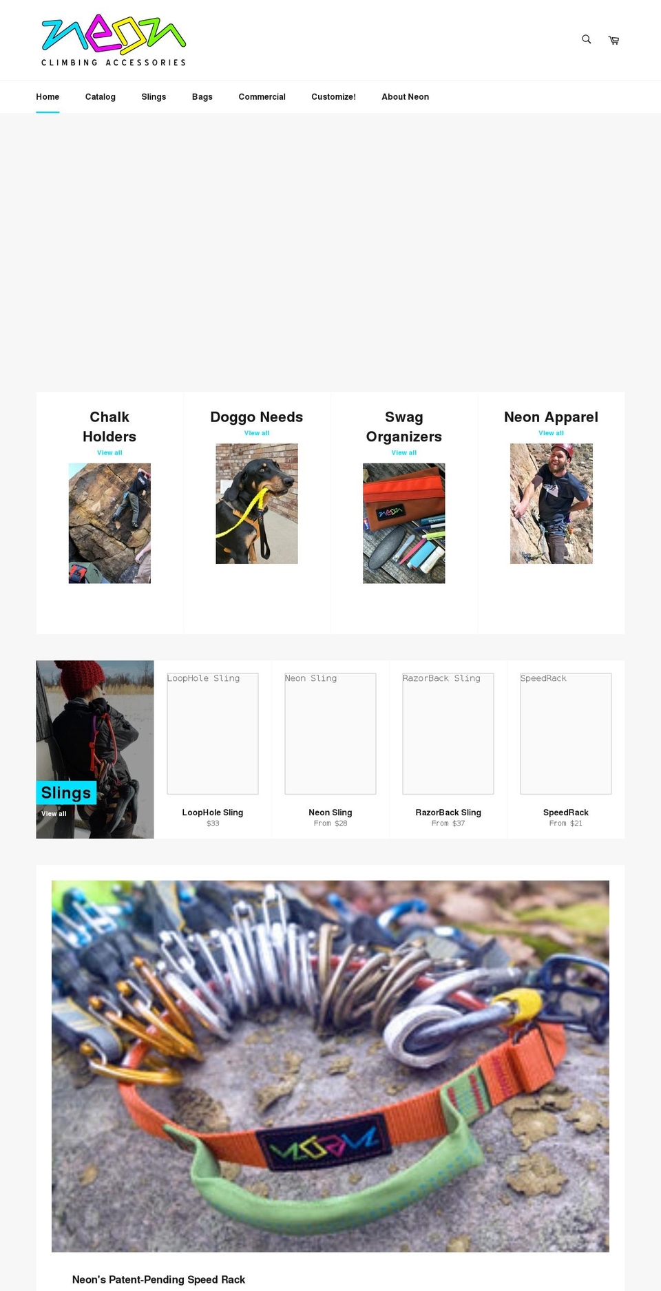 neonclimbing.com shopify website screenshot