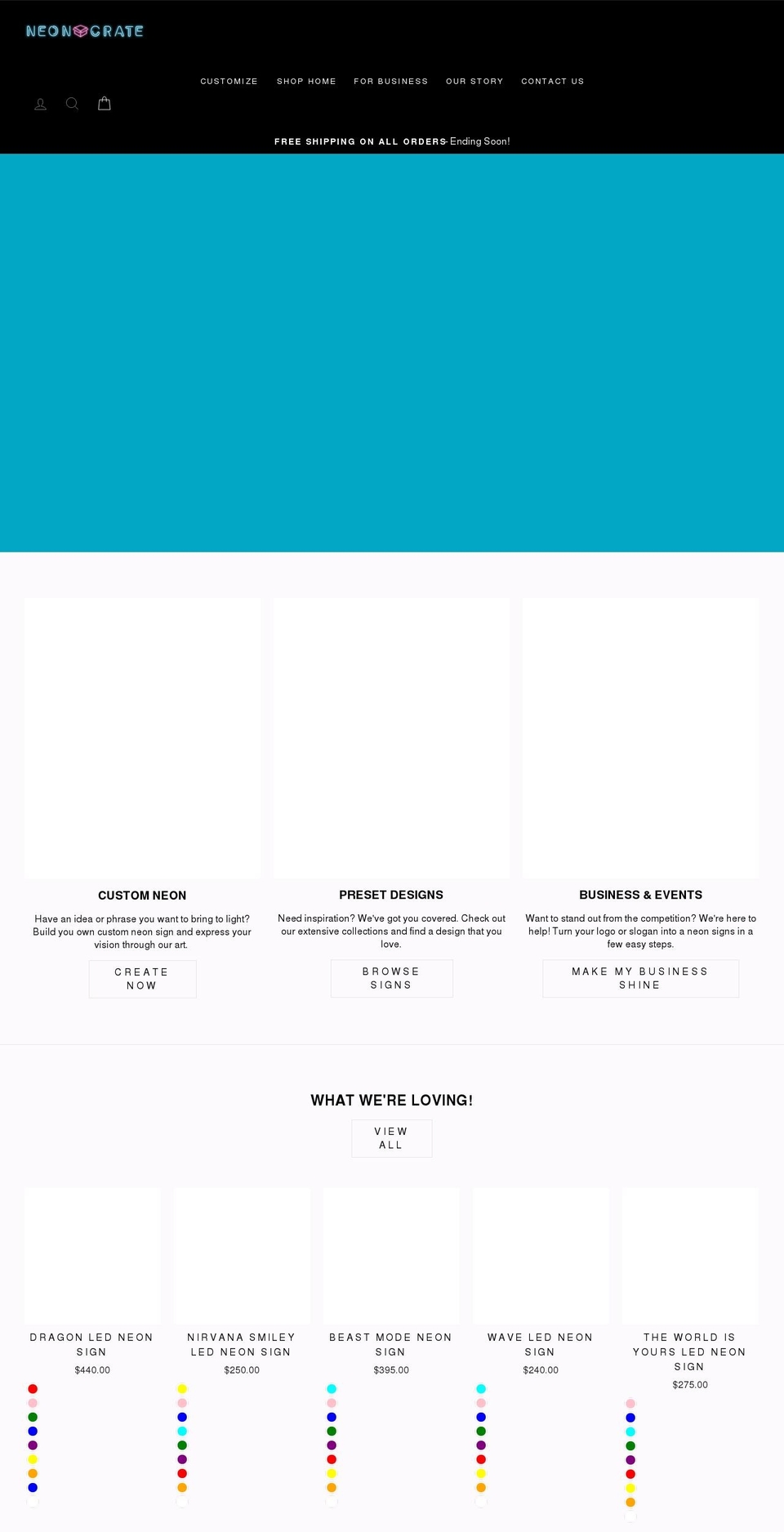 neoncrate.com shopify website screenshot