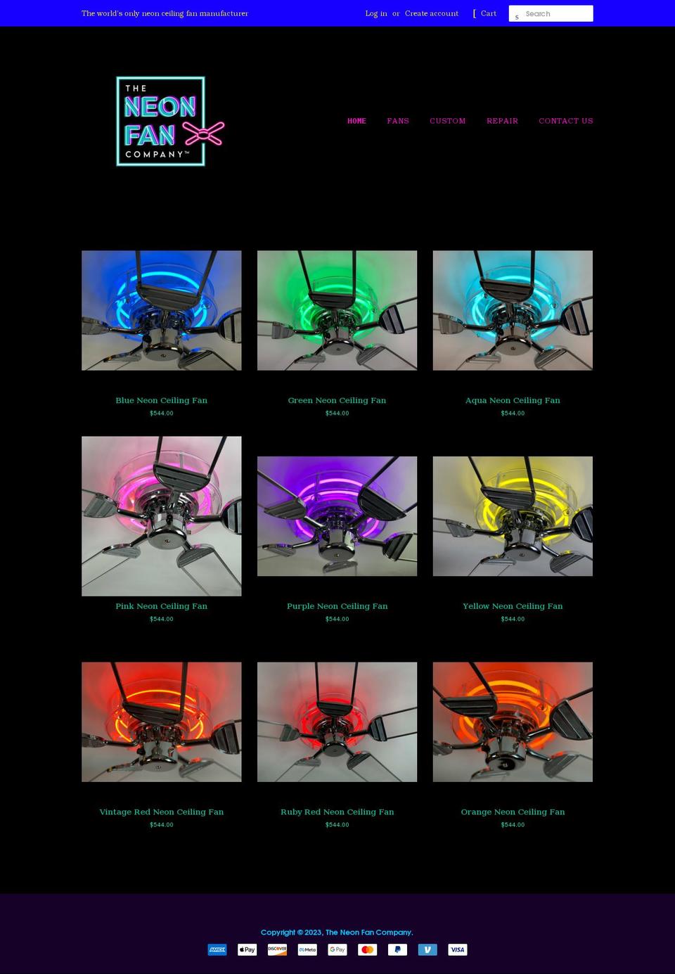 neonfans.com shopify website screenshot